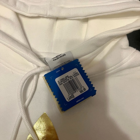 Men’s White & Gold Adidas Hoodie size Large NWT - Picture 2 of 2